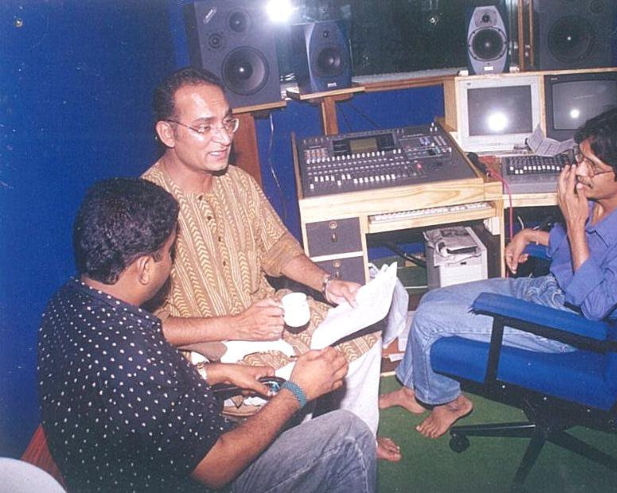 Abhijit and Veivek Asthaana during a song recording