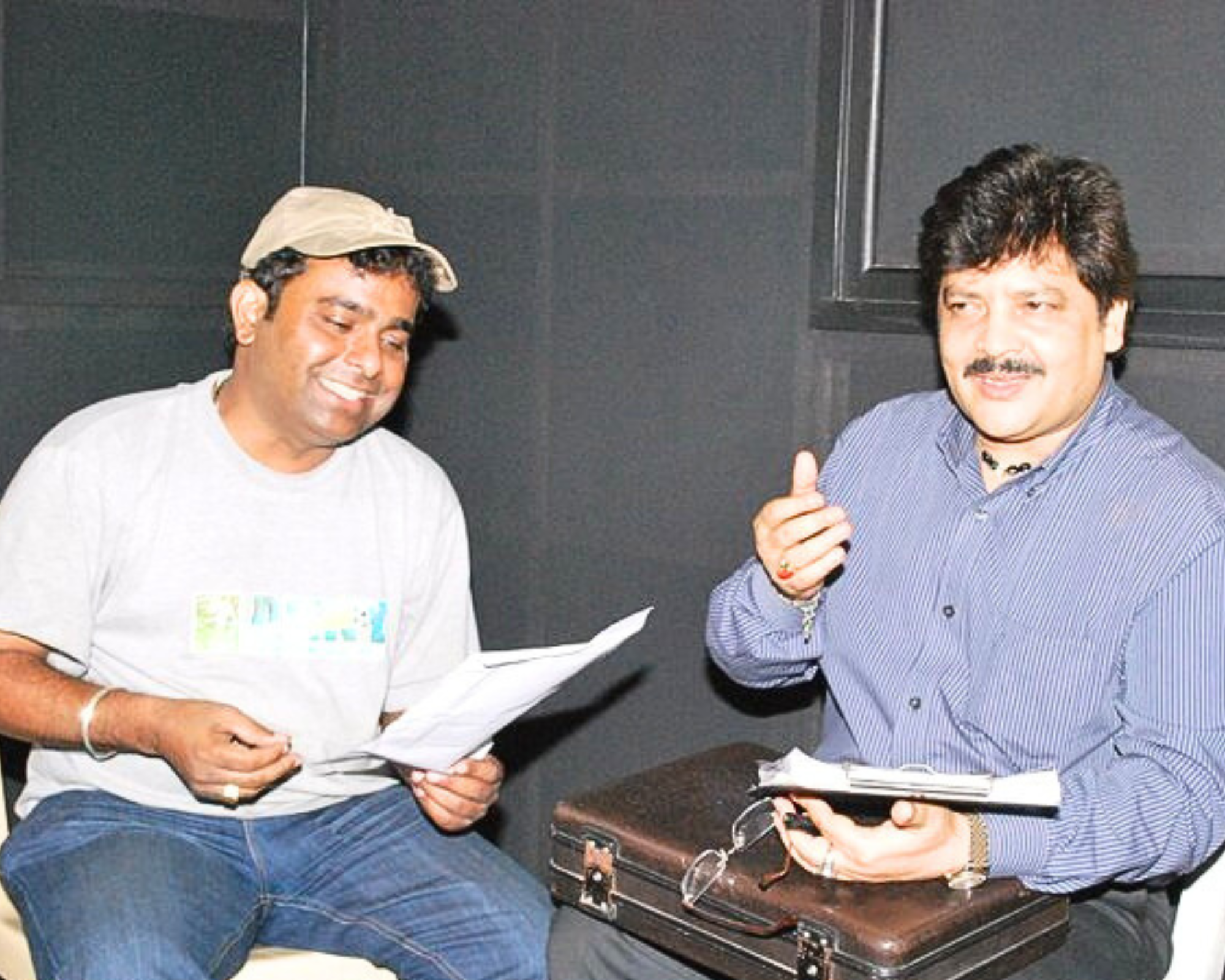 Udit Narayan and Veivek Asthaana. Creative moments.