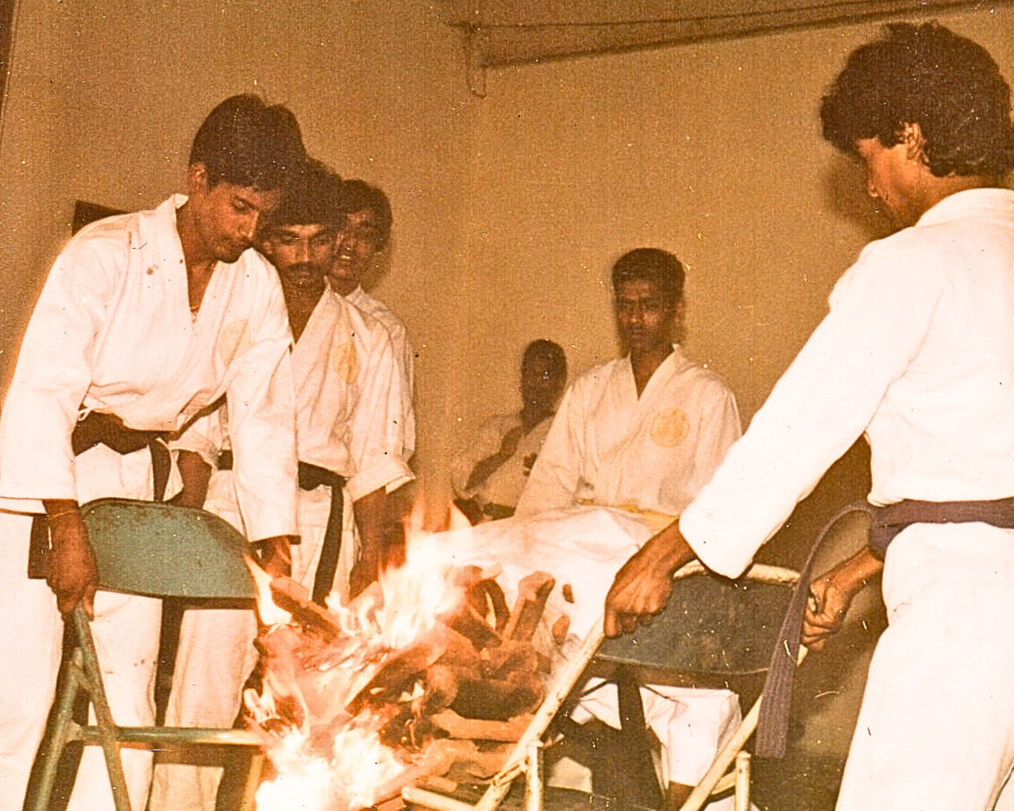 Veivek Asthaana is Black belt in Karate. He was very active in martial arts in his school days. Here, Veivek Asthaana is breaking burning tiles by his head